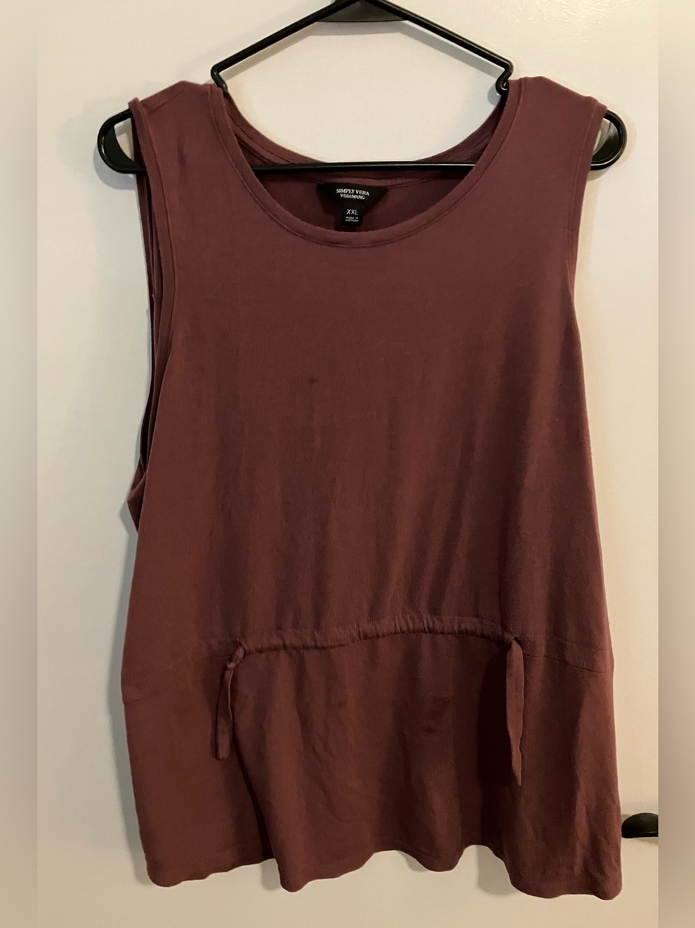 Simply Vera Vera Wang Plus Sleeveless Drawstring Tank - Mauve Plum